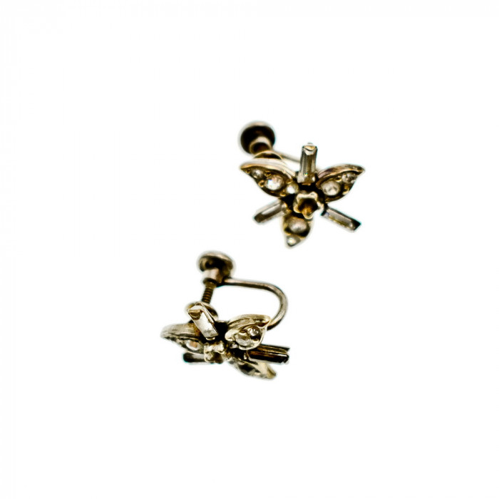 Sky Jewelry Серебряные серьги с фианитами с застежкой винтовый  пусет