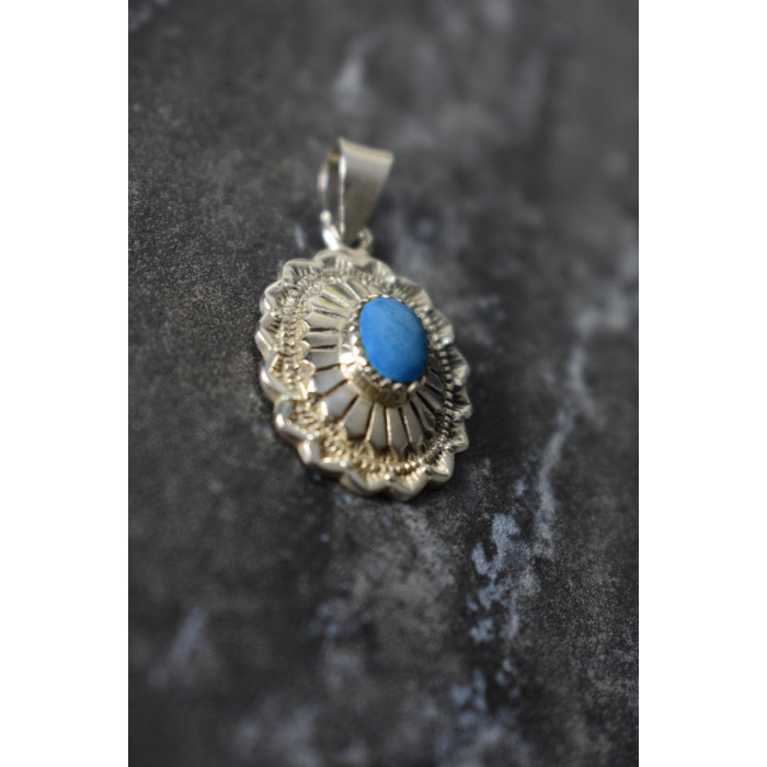 Sky Jewelry Серебряный кулон в винтажном стиле с бирюзой