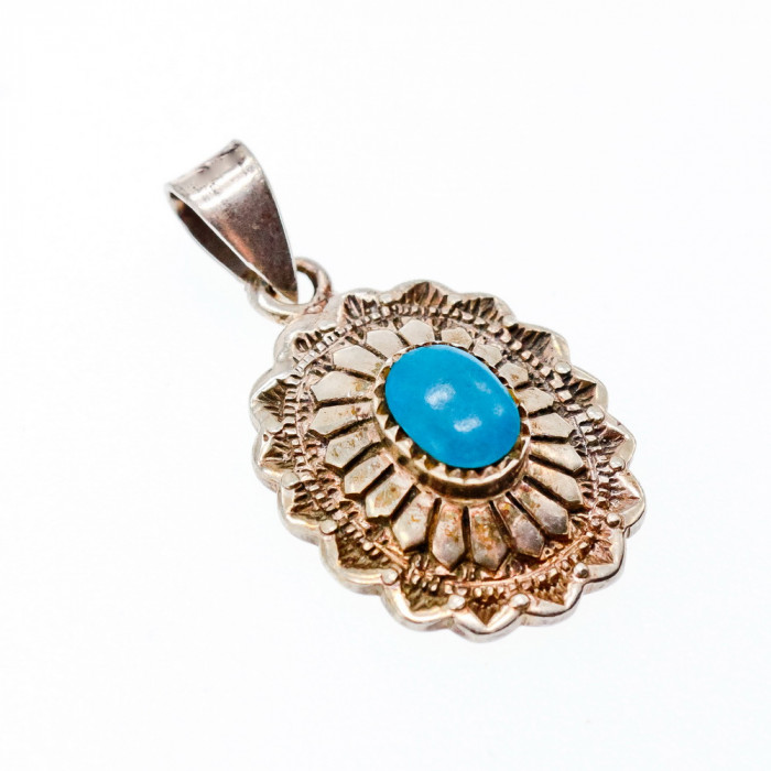 Sky Jewelry Серебряный кулон в винтажном стиле с бирюзой