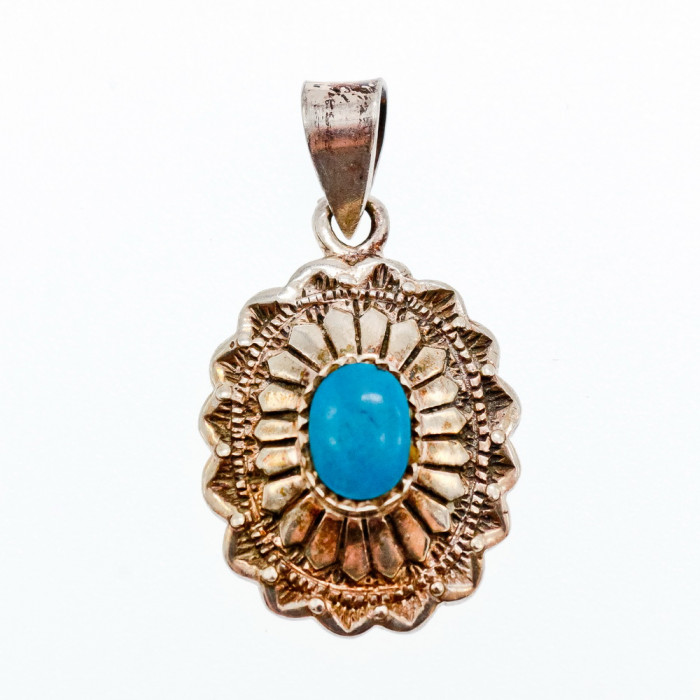 Sky Jewelry Серебряный кулон в винтажном стиле с бирюзой