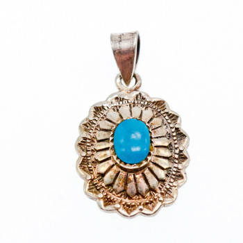 Sky Jewelry Серебряный кулон в винтажном стиле с бирюзой