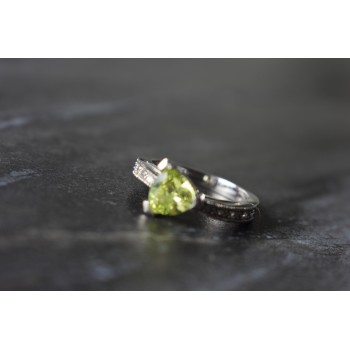 Sky Jewelry Серебряное кольцо с камнем Тсаворит (Цаворит) и фианитами