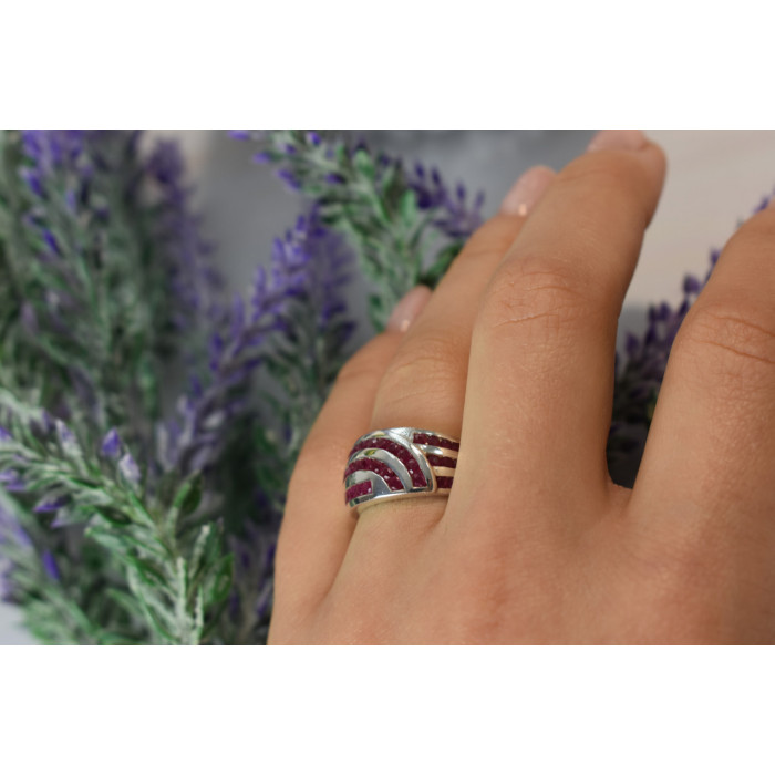 Sky Jewelry Серебряное кольцо 925 пробы с камнями Розовый Топаз