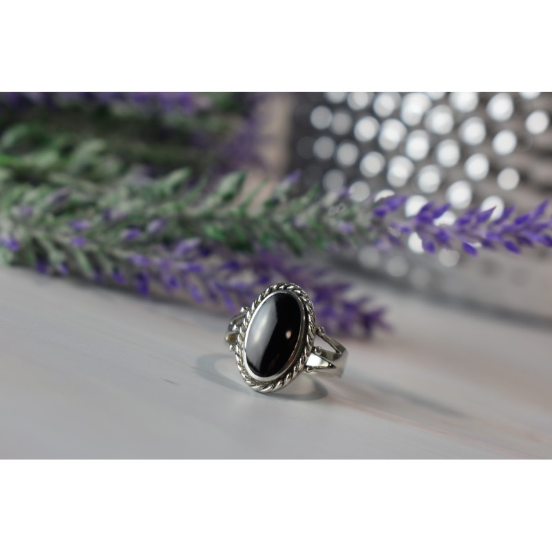 Sky Jewelry Серебряное кольцо 925 пробы с черным Нефритом