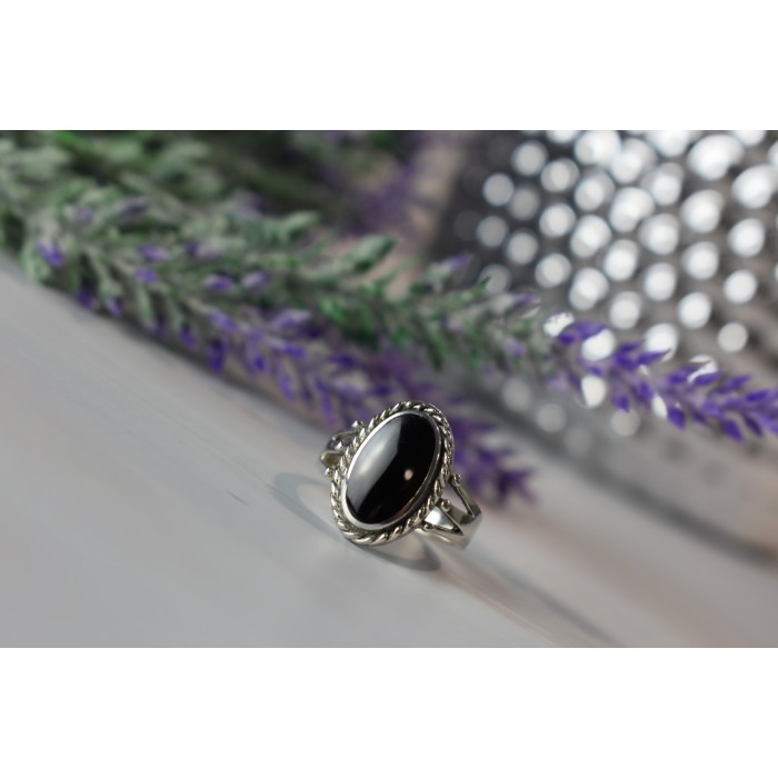 Sky Jewelry Серебряное кольцо 925 пробы с черным Нефритом
