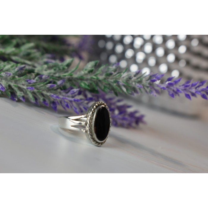 Sky Jewelry Серебряное кольцо 925 пробы с черным Нефритом