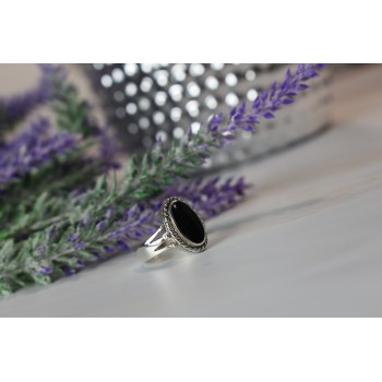 Sky Jewelry Серебряное кольцо 925 пробы с черным Нефритом