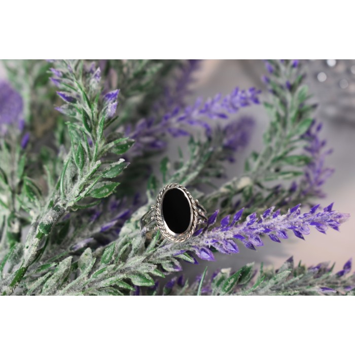 Sky Jewelry Серебряное кольцо 925 пробы с черным Нефритом