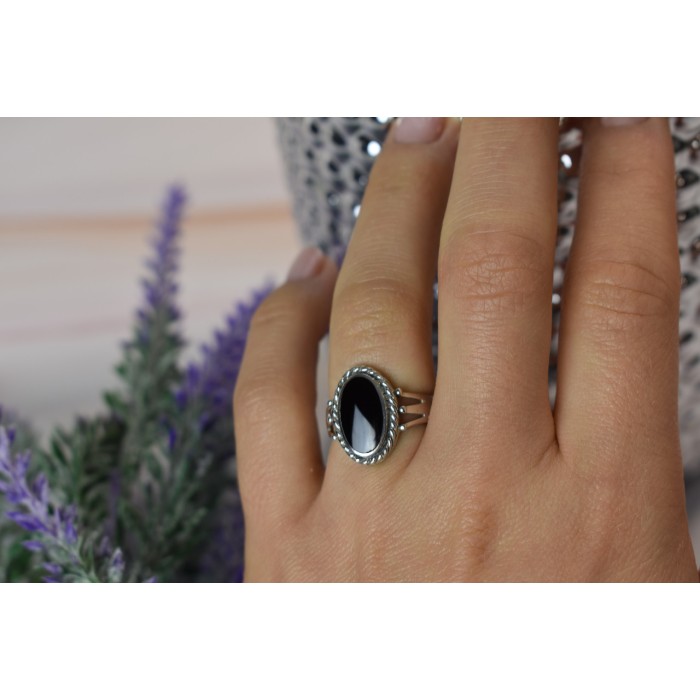 Sky Jewelry Серебряное кольцо 925 пробы с черным Нефритом