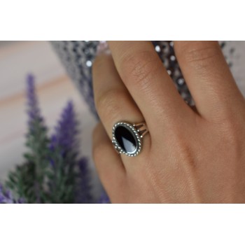 Sky Jewelry Серебряное кольцо 925 пробы с черным Нефритом