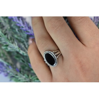 Sky Jewelry Серебряное кольцо 925 пробы с черным Нефритом