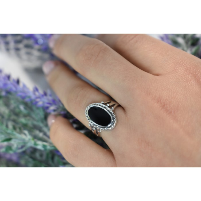 Sky Jewelry Серебряное кольцо 925 пробы с черным Нефритом