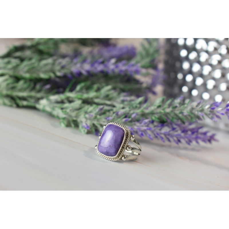 Sky Jewelry Серебряное кольцо с камнем Чароит