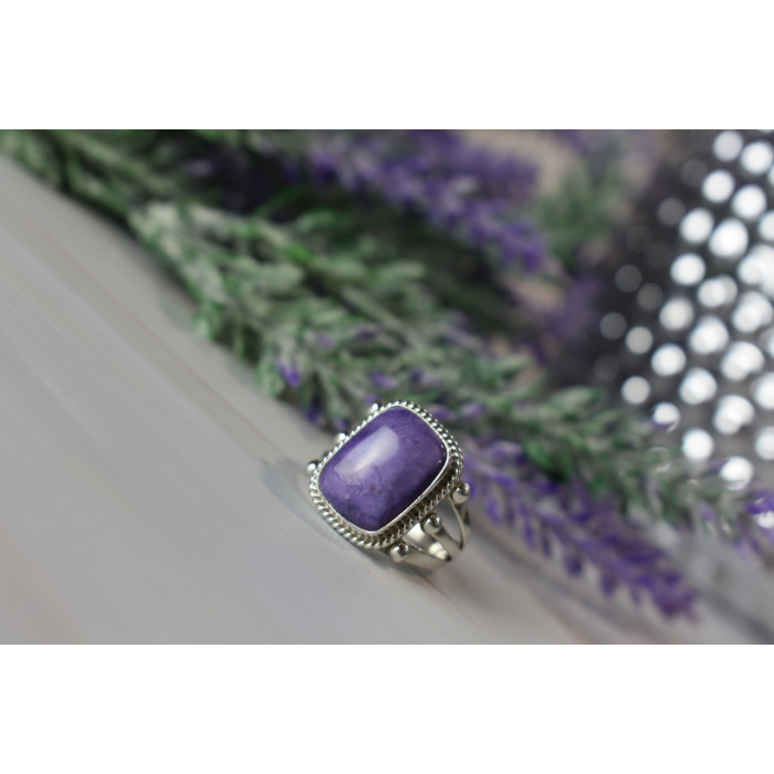 Sky Jewelry Серебряное кольцо с камнем Чароит