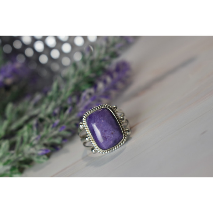 Sky Jewelry Серебряное кольцо с камнем Чароит