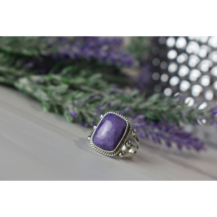 Sky Jewelry Серебряное кольцо с камнем Чароит