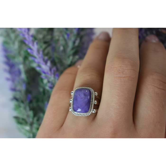 Sky Jewelry Серебряное кольцо с камнем Чароит