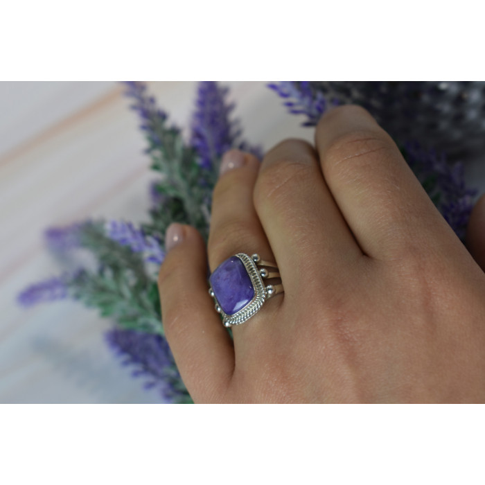 Sky Jewelry Серебряное кольцо с камнем Чароит