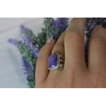 Sky Jewelry Серебряное кольцо с камнем Чароит