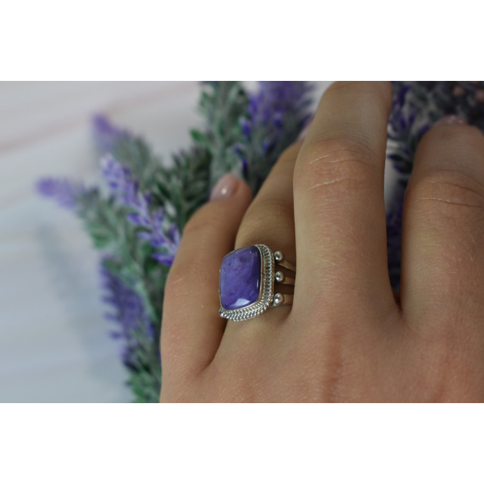 Sky Jewelry Серебряное кольцо с камнем Чароит