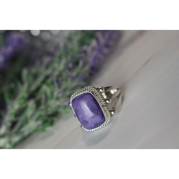 Sky Jewelry Серебряное кольцо с камнем Чароит