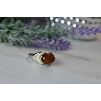 Sky Jewelry Серебряное кольцо 925 пробы с Янтарем