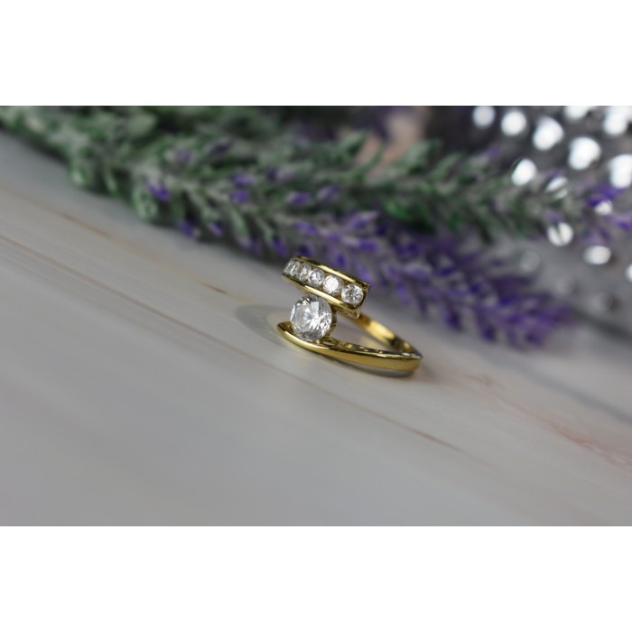 Sky Jewelry Серебряное кольцо в позолоте с камнями Гошенит (берилл)