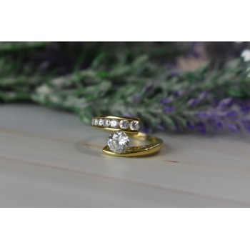 Sky Jewelry Серебряное кольцо в позолоте с камнями Гошенит (берилл)