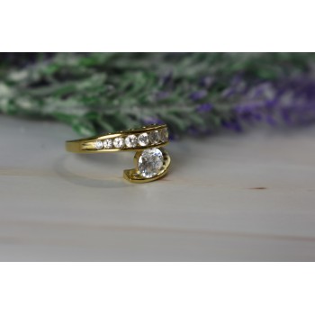 Sky Jewelry Серебряное кольцо в позолоте с камнями Гошенит (берилл)