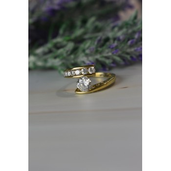 Sky Jewelry Серебряное кольцо в позолоте с камнями Гошенит (берилл)