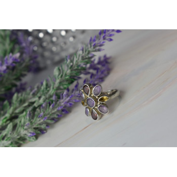 Sky Jewelry Серебряное кольцо *FLOWER* с камнями Аметист, Цитрин и Спессартит