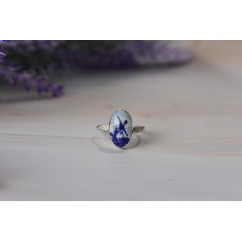 Sky Jewelry Винтажное серебряное кольцо в стиле ретро Delft Holland 835 проба