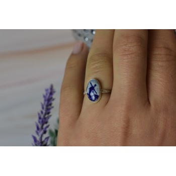 Sky Jewelry Винтажное серебряное кольцо в стиле ретро Delft Holland 835 проба