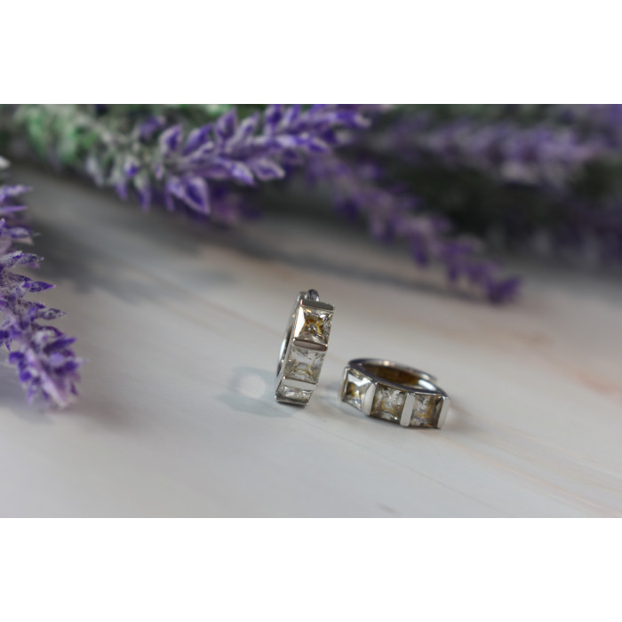 Sky Jewelry Серебряные серьги 925 пробы с камнями Гошенит (берилл)