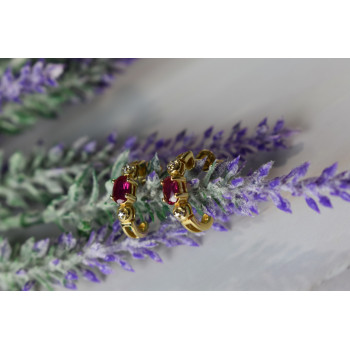 Sky Jewelry Серебряные серьги-гвоздики в позолоте с камнем Розовый Топаз