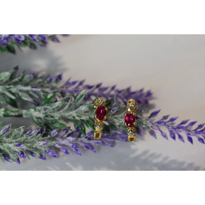 Sky Jewelry Серебряные серьги-гвоздики в позолоте с камнем Розовый Топаз