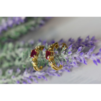 Sky Jewelry Серебряные серьги-гвоздики в позолоте с камнем Розовый Топаз