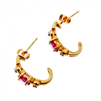 Sky Jewelry Серебряные серьги-гвоздики в позолоте с камнем Розовый Топаз