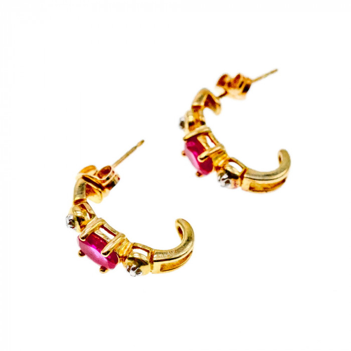 Sky Jewelry Серебряные серьги-гвоздики в позолоте с камнем Розовый Топаз