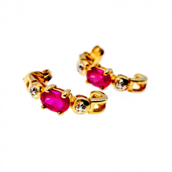 Sky Jewelry Серебряные серьги-гвоздики в позолоте с камнем Розовый Топаз