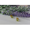 Sky Jewelry Серебряные серьги-гвоздики в позолоте с камнем Перидот/ Хризолит