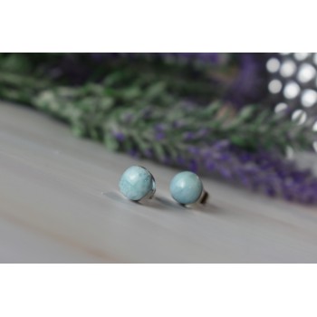Sky Jewelry Серебряные серьги-гвоздики  с камнем Ларимар