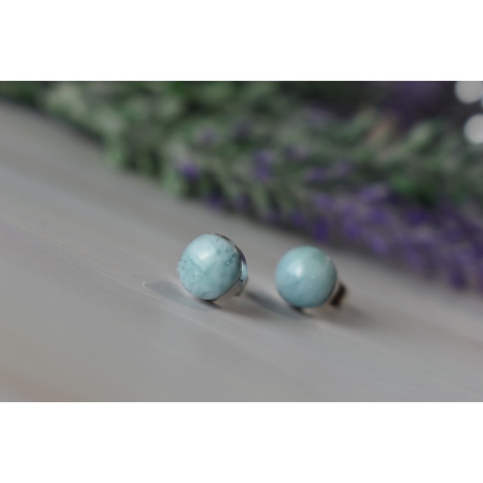 Sky Jewelry Серебряные серьги-гвоздики  с камнем Ларимар