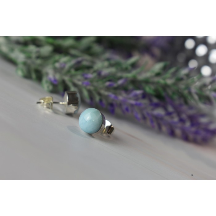 Sky Jewelry Серебряные серьги-гвоздики  с камнем Ларимар