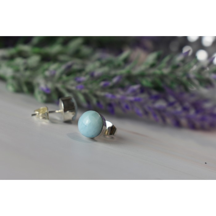 Sky Jewelry Серебряные серьги-гвоздики  с камнем Ларимар