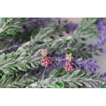 Sky Jewelry Серебряные серьги-гвоздики с камнями Шпинель *Pink Flowers*