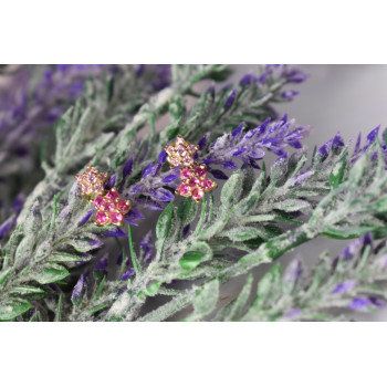 Sky Jewelry Серебряные серьги-гвоздики с камнями Шпинель *Pink Flowers*