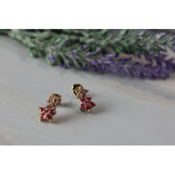 Sky Jewelry Серебряные серьги-гвоздики с камнями Шпинель *Pink Flowers*