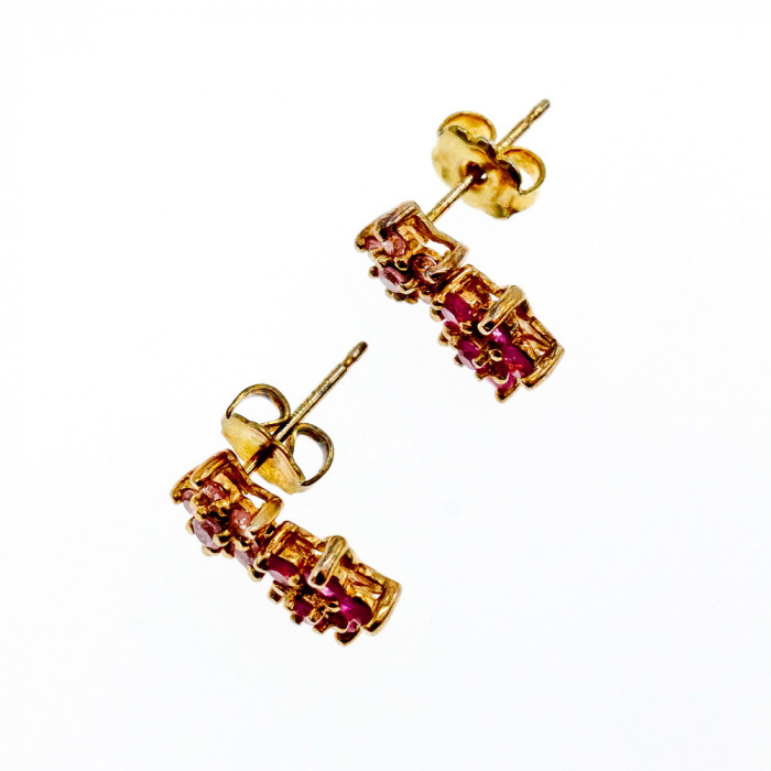 Sky Jewelry Серебряные серьги-гвоздики с камнями Шпинель *Pink Flowers*