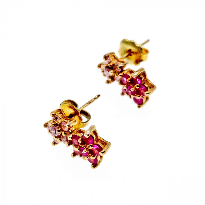 Sky Jewelry Серебряные серьги-гвоздики с камнями Шпинель *Pink Flowers*